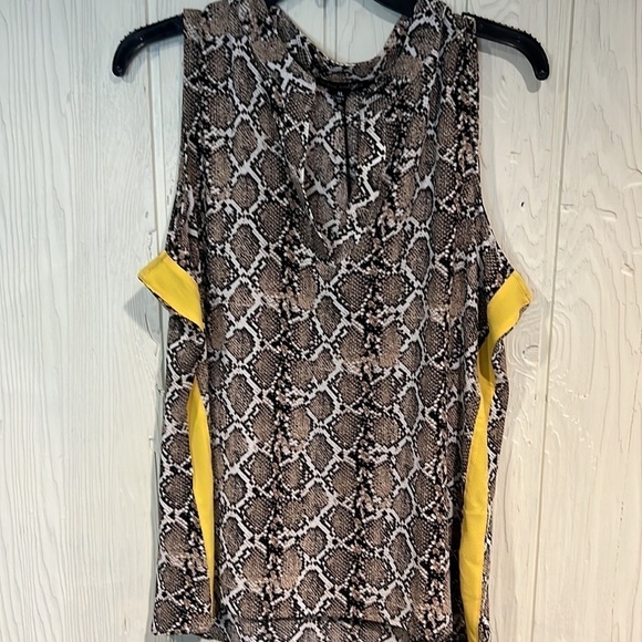 Alison Andrews Snakeskin Yellow Stripe Sleeveless Blouse XL - Picture 6 of 12